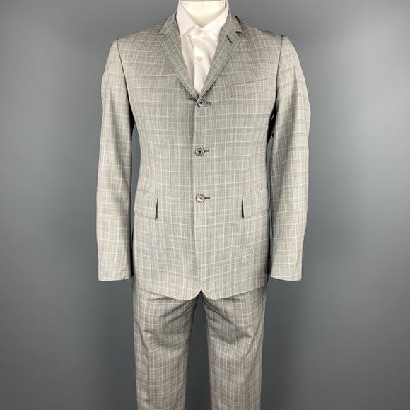 BLACK FLEECE Size 40 Grey Glenplaid Wool Notch Lapel Suit - Picture 1 of 7